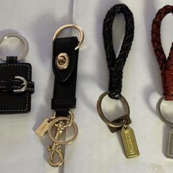 Vintage Coach All Leather Smooth Braided Keychains Brass Accents LIKE NEW