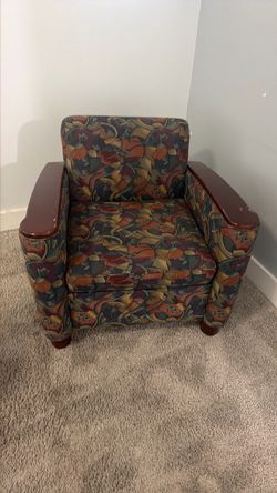 Upholstered Accent Chair with Wood Arms