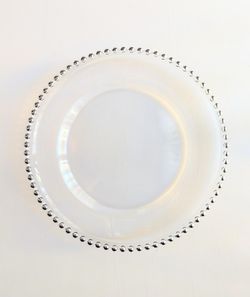 Silver Beaded Rim Glass Charger Plates