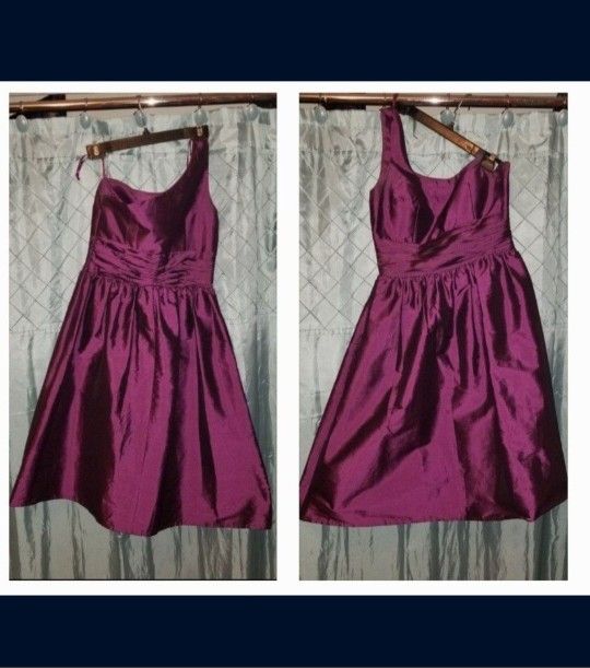 Burgundy, Eliza J, One-Shoulder Draped, Size 4, Formal Prom Wedding Party Dress