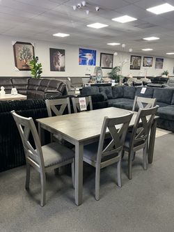 7PC Gray Dining Table Set