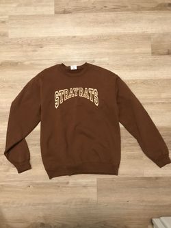 Stray Rats College Arch Logo Crewneck Sweatshirt Brown Men's Medium Streetwear
