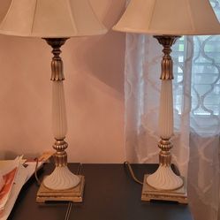 2 Antique White Lamps 