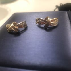 Solid 10k And Diamond Earrings