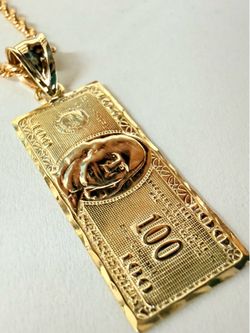 10K Gold $100 Bill Charm