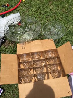 Cut Crystal Hot/Cold punch bowl set (NEW)