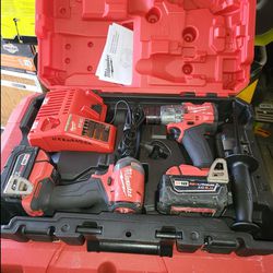 M18 FUEL 18V Lithium-Ion Brushless Cordless Hammer Drill and Impact Driver Combo Kit (2-Tool) with 2 Batteries ( Firm On Price No Lowballers)