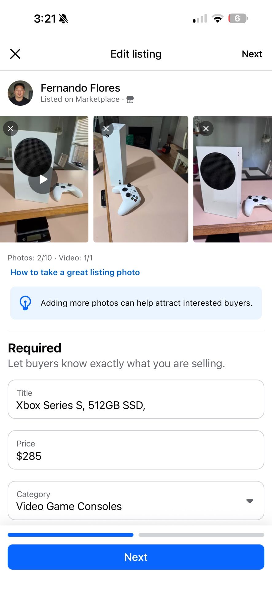 Xbox Series S, 512GB SSD, 1 controller,HDMI cable , power cable