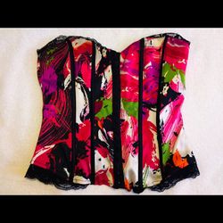 Like New! Bebe Silk Corset Top, Size XS