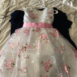 New 4/5 Year White & Pink Little Girl Dress.