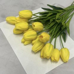 8 Pc Tulip Flower | Artificial Foam | Real Touch | White Tulip | Yellow Tulip