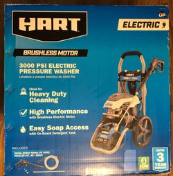HART 3000PSI 1.1 GPM Cold Water Electric Pressure Washer, Brushless Motor