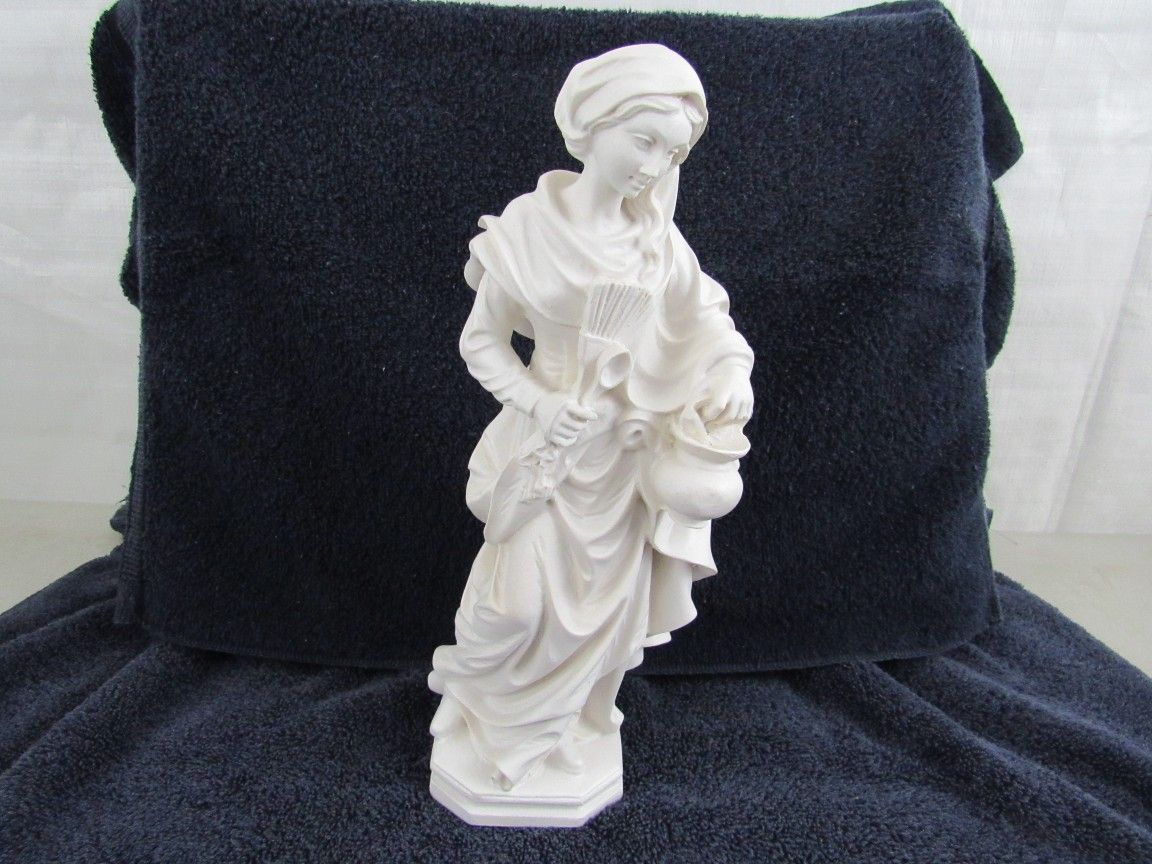 Kitchen Madonna Alabaster Cast Solid Statue 4Lbs. 10 5/8" Tall