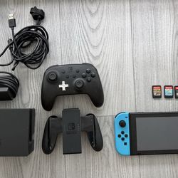 Nintendo Switch Bundle + Pro Controller + Games – Excellent Condition