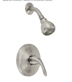 Builders Single Handle 1-Spray Shower Faucet 1.8 GPM with Ceramic Disc Valves, Integral stops in Brushed Nickel