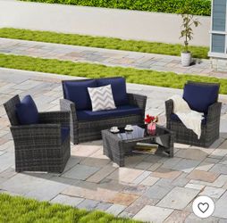 4 Pcs Wicker Outdoor Patio Set