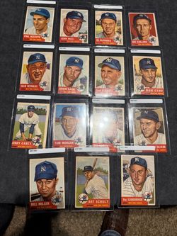 (15) 1953 topps YANKEE CARDS