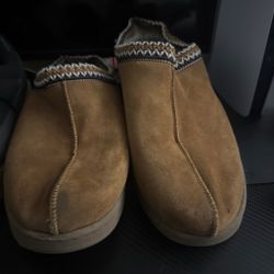 Tan Suede Slip-On Slippers