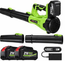 21V Cordless Leaf Blower with 2 Batteries