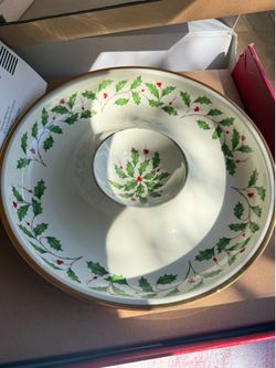 Lenox Holiday Chip & Dip Serving Set with Original Box