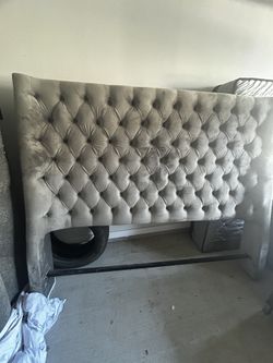 California King Upholstery Gray Headboard