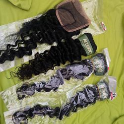 4 pcs human hair weft bundles deep wave curl 18"/20"/22"+16"