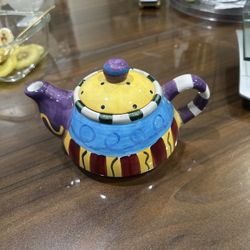 Small Whimsical Multi Colored Teapot For One Very Cute