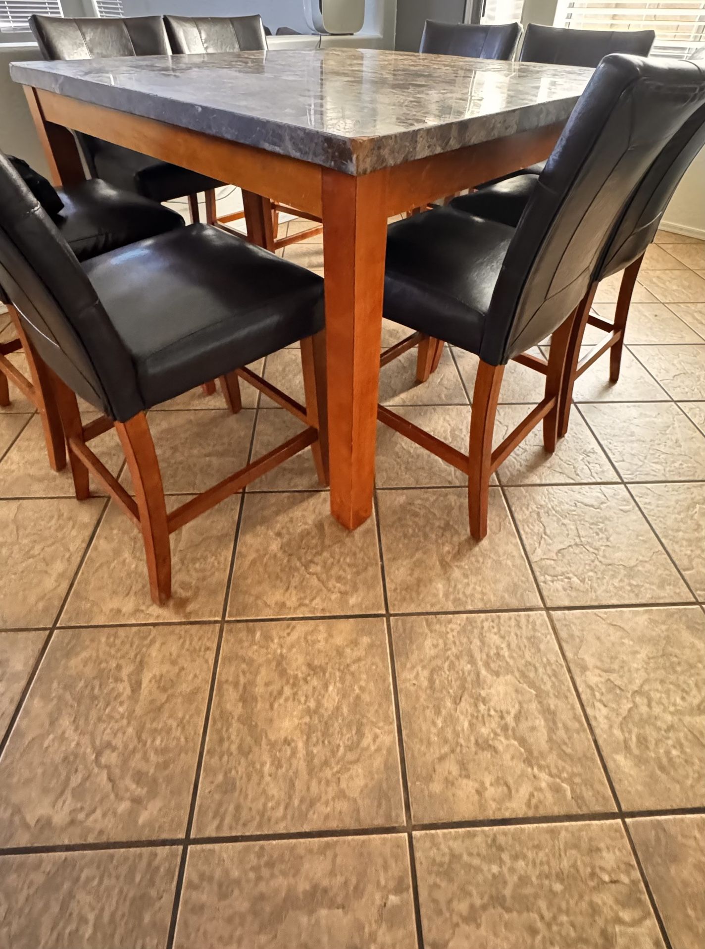 Marble Top Dining Table + 8 Chairs Great Condition! $300 OBO