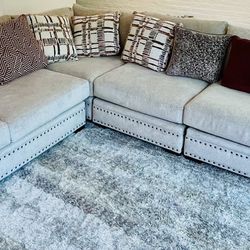 Large L Sectional : Length: 13 Feet And 10 Feet. Height: Approx. 26 Inches. Width: Approx. 46 Inches