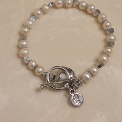 925 Silver and Pearl Beaded Bracelet 