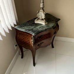 Antique-Style Side Table with Marble Top