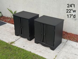 Matte Black Nightstands Set