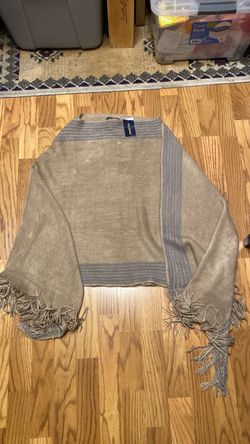 Max Edition Fringe Knit Wrap Shawl/Poncho, Woman size L/XL