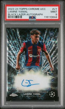 Topps chrome Lamine yamal black lazer psa 9
