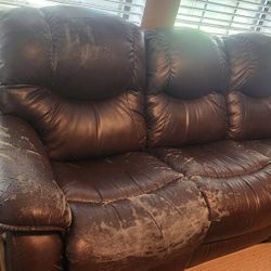 Brown leather Couch 