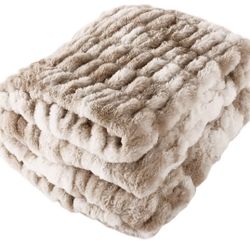 60x80” Ruched Queen for Bed or Couch - Luxurious (Taupe) 