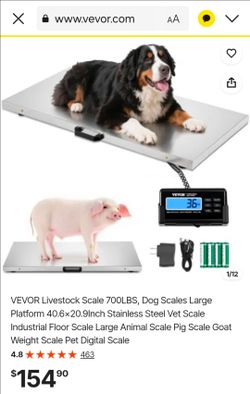 VEVOR Livestock Scale 700LBS, Dog Scales Large Platform 40.6x20.9Inch Stainless Steel Vet Scale Industrial Floor Scale Large Animal Scale Pig Scale Go