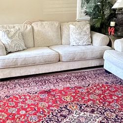 3 Couches Total - 2 Love Seat And 1 Sofa - Beige Color Fabric Couch