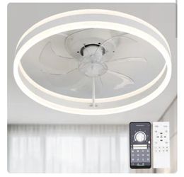 Oaks Decor Cotti 20-in White with Clear Blades LED Flush Mount Smart Fandelier Ceiling Fan With Light and Remote Control Included 7 -Blade