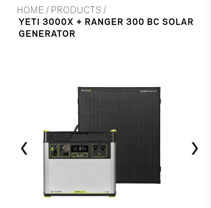 Net Zero Portable Yeti 3000x Solar Generator W/ Solar Panal