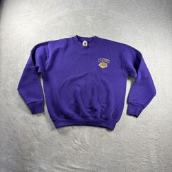 Vintage Los Angeles Lakers NBA Men’s M Purple Crewneck Sweater Made USA 90s#2705