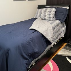 Twin Bed with Black Frame