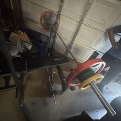  FREE- Olympic Bench Set. 275 Pounds Of Weight 