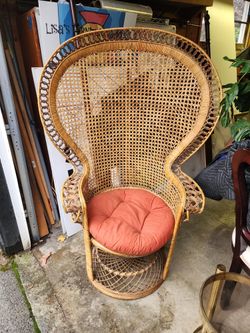 Vintage Peacock Chair With Cushion 