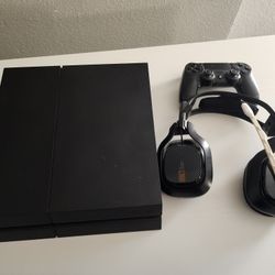 PS4 With Controller And Astro Headphones