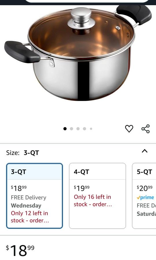 Cokshy , 3QT stock pot will lit Sealed New π