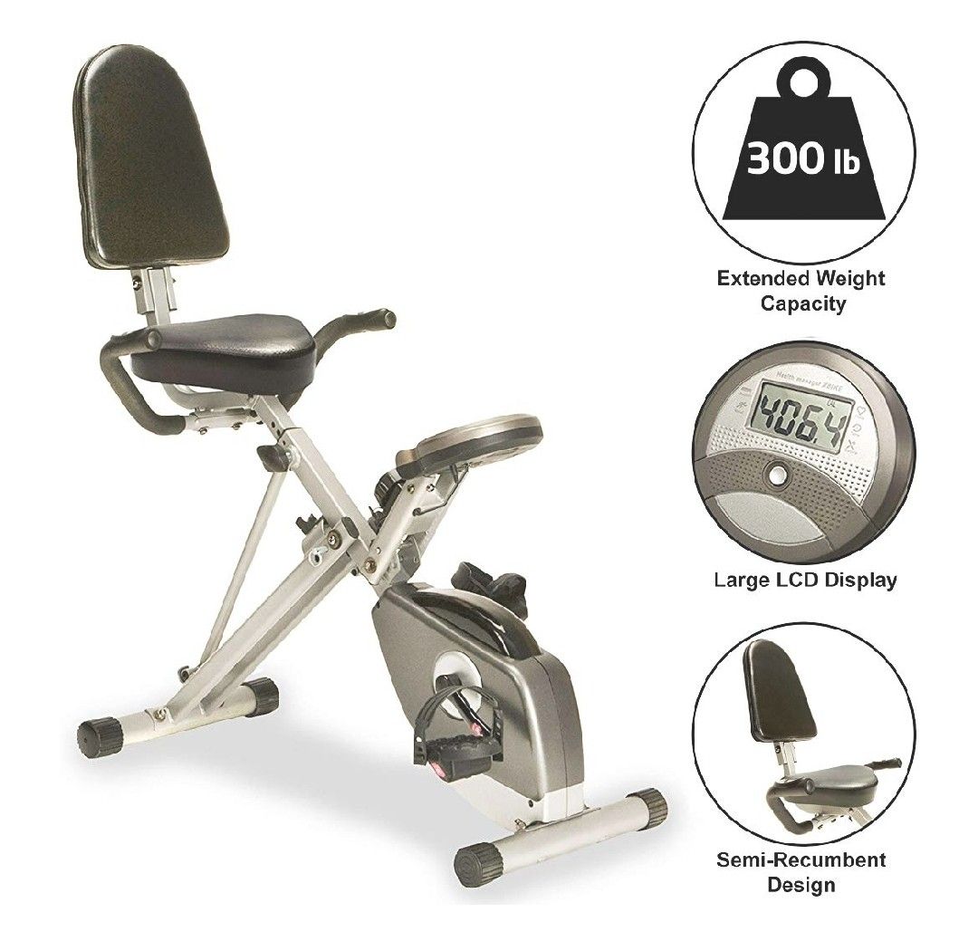 Exercise Bike Exerpeutic 400 XL Folding Recumbent Bike with Big Wide Comfy Seat