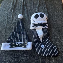 Disney Nightmare Before Christmas JACK SKELLINGTON Stocking  And Hat