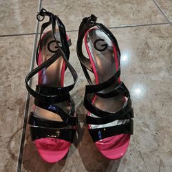 Women's black and pink Guess high heels