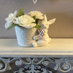 Small Ceramic Easter Bunny Pot Holder Shelf Not For Sale 